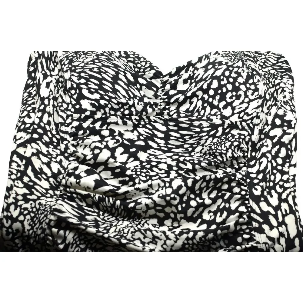 Swim Solutions Women's Printed Ruched-Front One Piece Swimsuit, Leopard - Picture 4 of 6